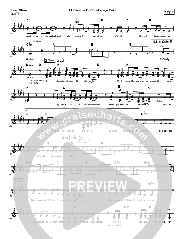 All Because Of Christ Lead Sheet (SAT) (Austin Stone Worship)