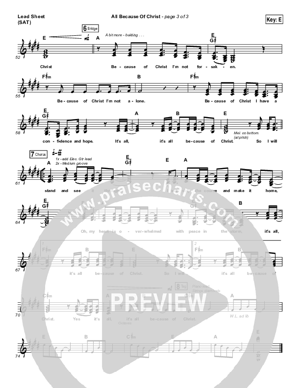 All Because Of Christ Lead Sheet (SAT) (Austin Stone Worship)