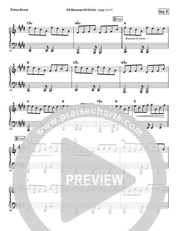 All Because Of Christ Piano Sheet (Austin Stone Worship)