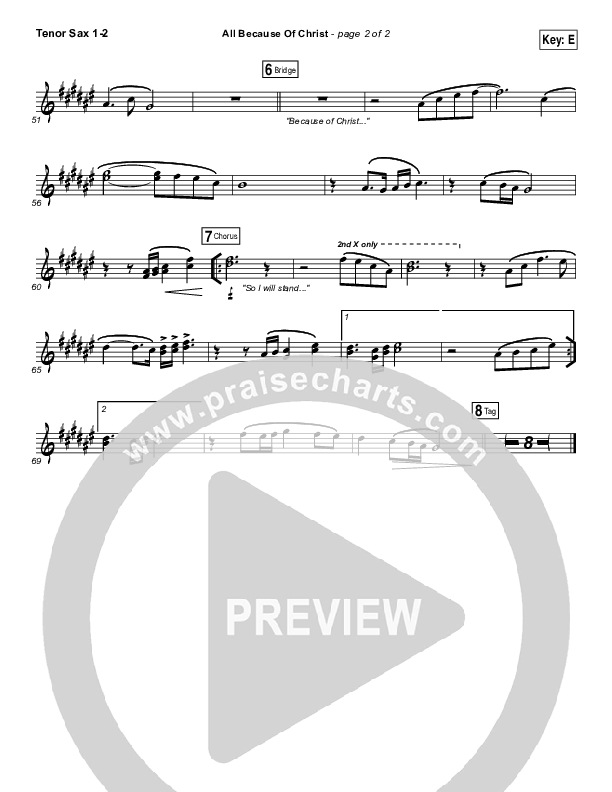 All Because Of Christ Tenor Sax 1/2 (Austin Stone Worship)