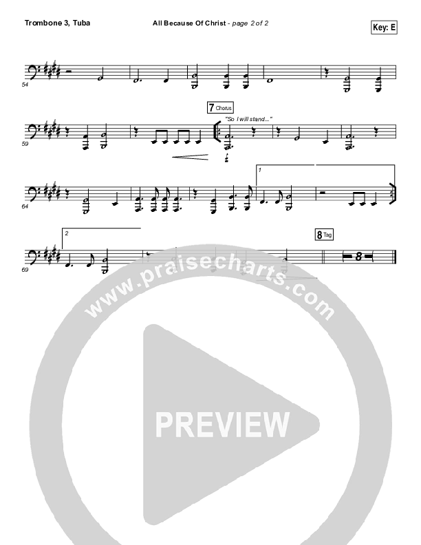 All Because Of Christ Trombone 3/Tuba (Austin Stone Worship)