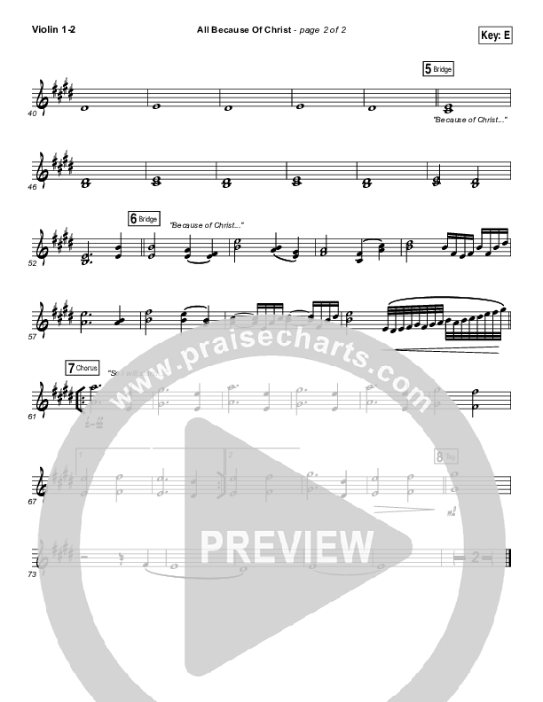 All Because Of Christ Violin 1/2 (Austin Stone Worship)