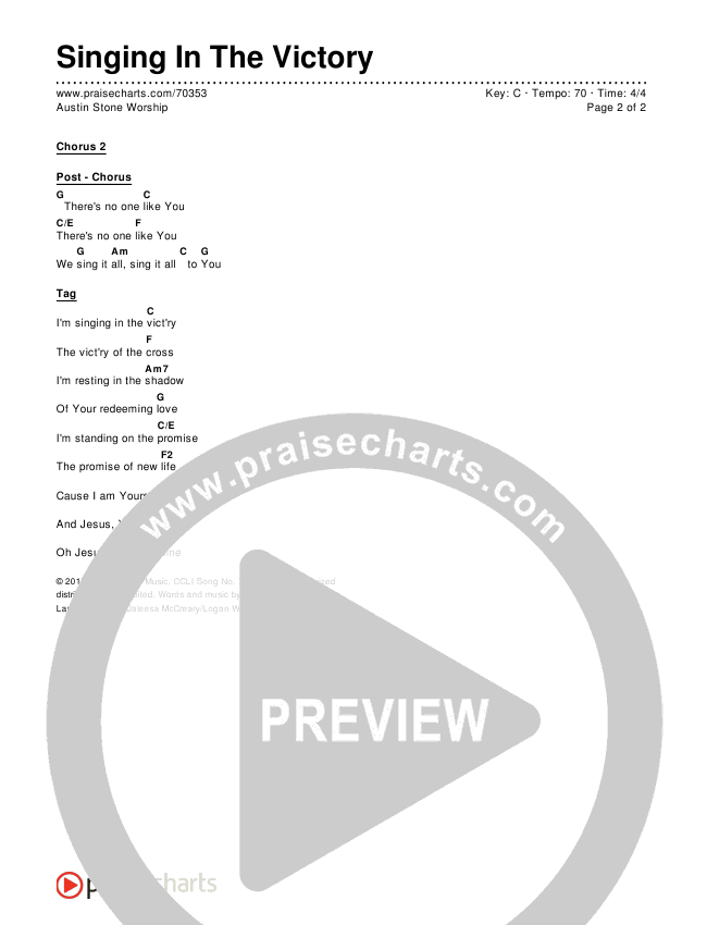 Singing In The Victory Chords & Lyrics (Austin Stone Worship)