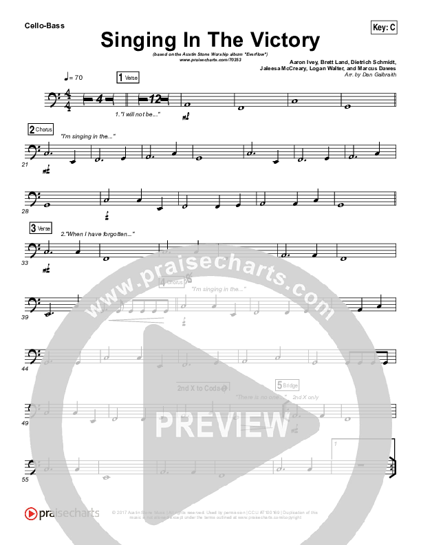 Singing In The Victory Cello/Bass (Austin Stone Worship)