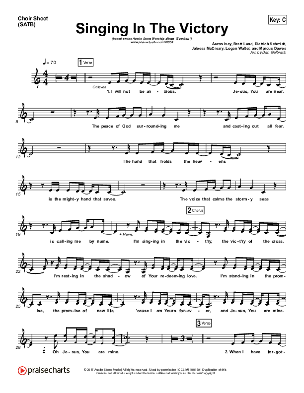 Singing In The Victory Choir Sheet (SATB) (Austin Stone Worship)