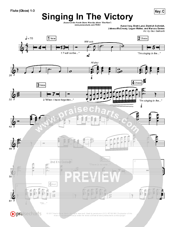 Singing In The Victory Flute/Oboe 1/2/3 (Austin Stone Worship)