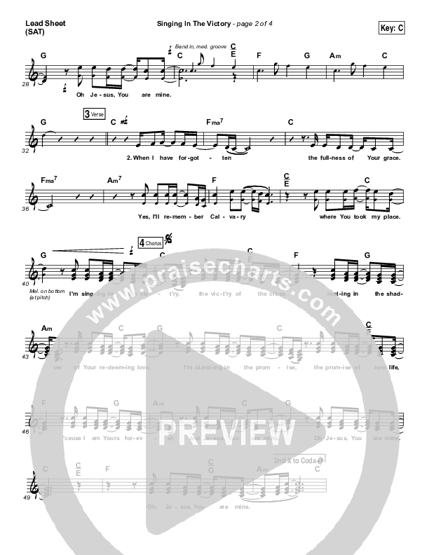 Singing In The Victory Lead Sheet (SAT) (Austin Stone Worship)