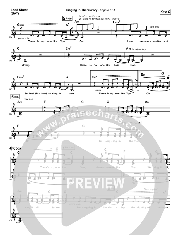 Singing In The Victory Lead Sheet (SAT) (Austin Stone Worship)