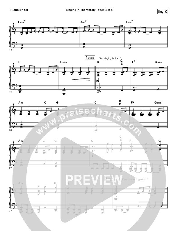 Singing In The Victory Piano Sheet (Austin Stone Worship)