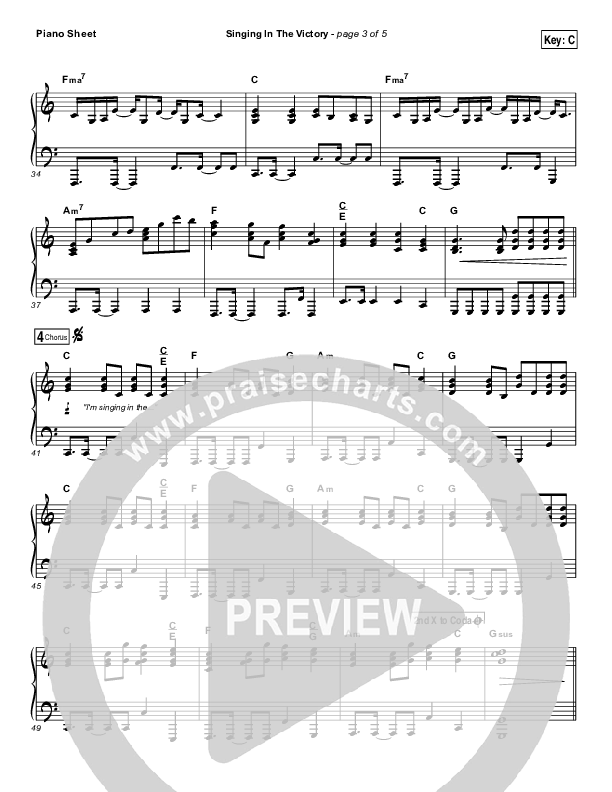 Singing In The Victory Piano Sheet (Austin Stone Worship)