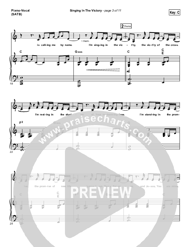Singing In The Victory Piano/Vocal (SATB) (Austin Stone Worship)