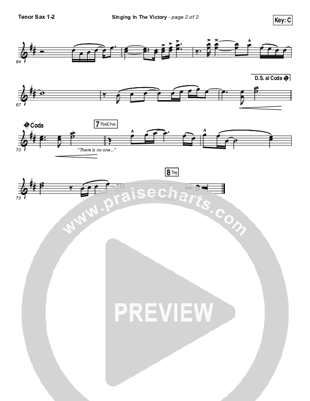 Singing In The Victory Tenor Sax 1/2 (Austin Stone Worship)