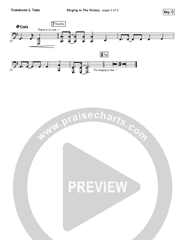 Singing In The Victory Trombone 3/Tuba (Austin Stone Worship)
