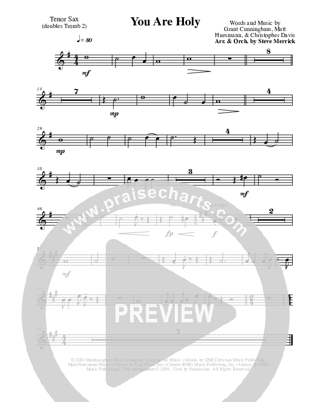 You Are Holy Tenor Sax 2 (The Martins)