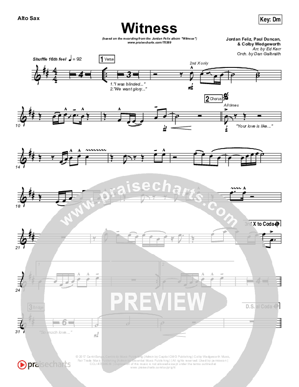 Witness Alto Sax (Jordan Feliz)