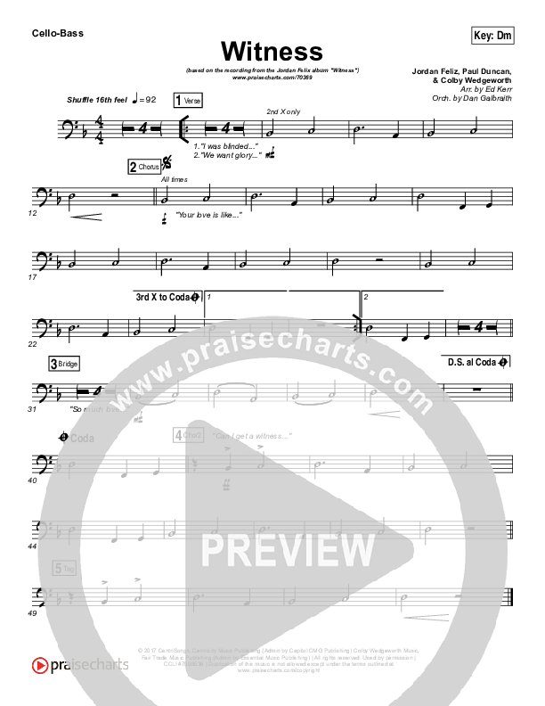Witness Cello/Bass (Jordan Feliz)