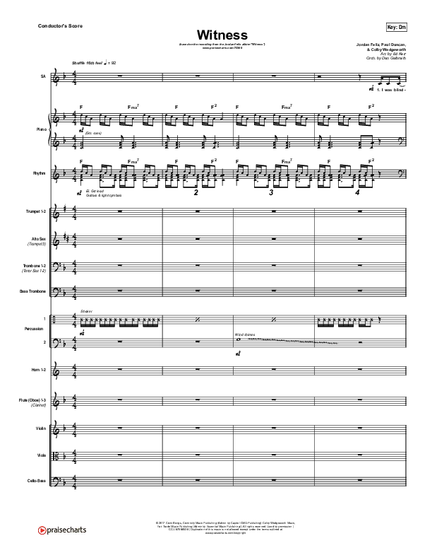 Witness Conductor's Score (Jordan Feliz)