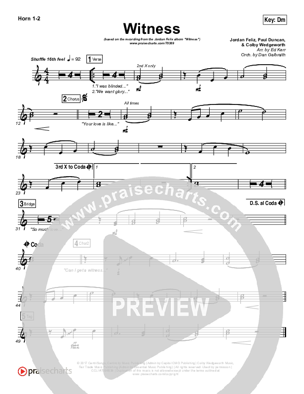 Witness French Horn 1/2 (Jordan Feliz)