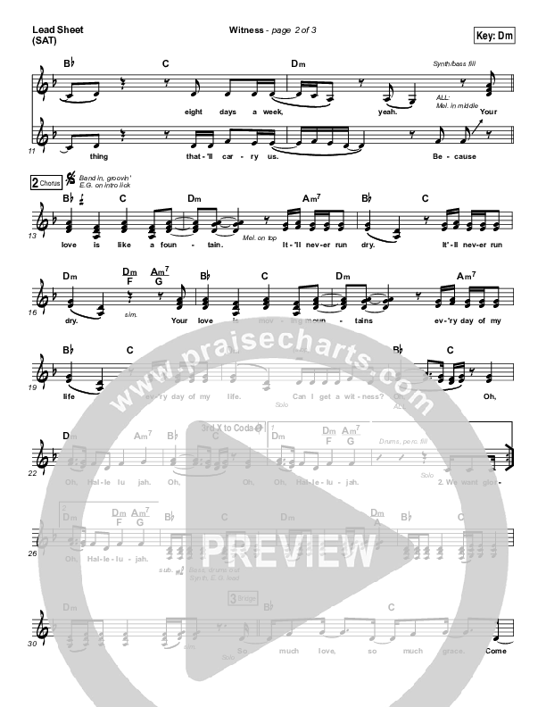 Witness Lead Sheet (SAT) (Jordan Feliz)