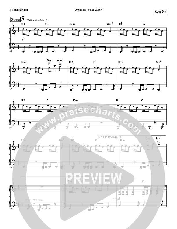 Witness Piano Sheet (Jordan Feliz)