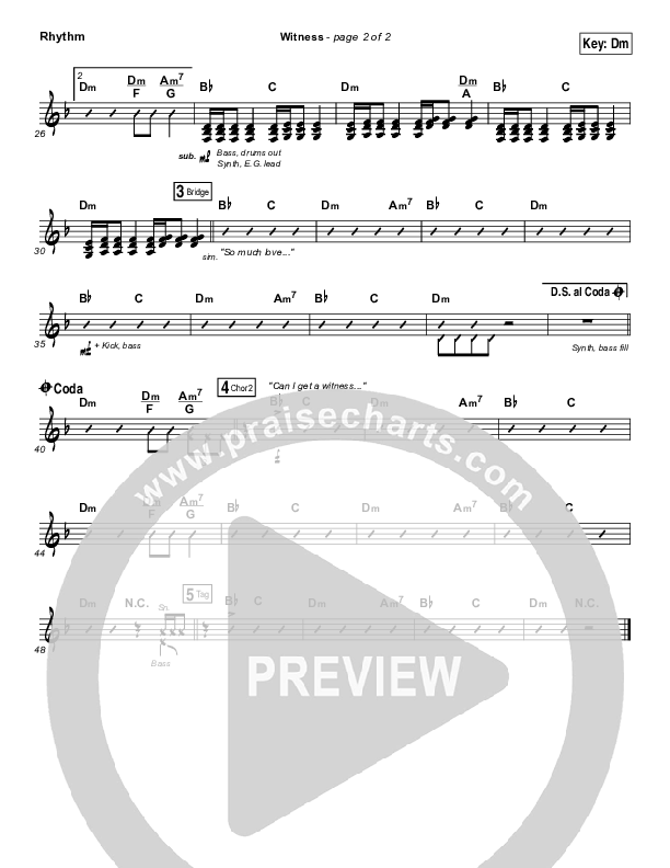 Witness Rhythm Chart (Jordan Feliz)