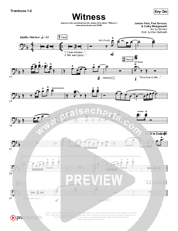 Witness Trombone 1/2 (Jordan Feliz)