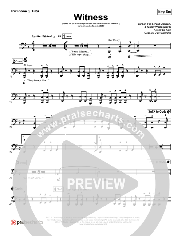 Witness Trombone 3/Tuba (Jordan Feliz)