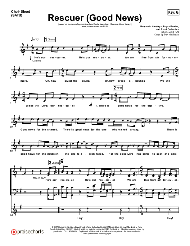 Rescuer (Good News) Choir Vocals (SATB) (Rend Collective)
