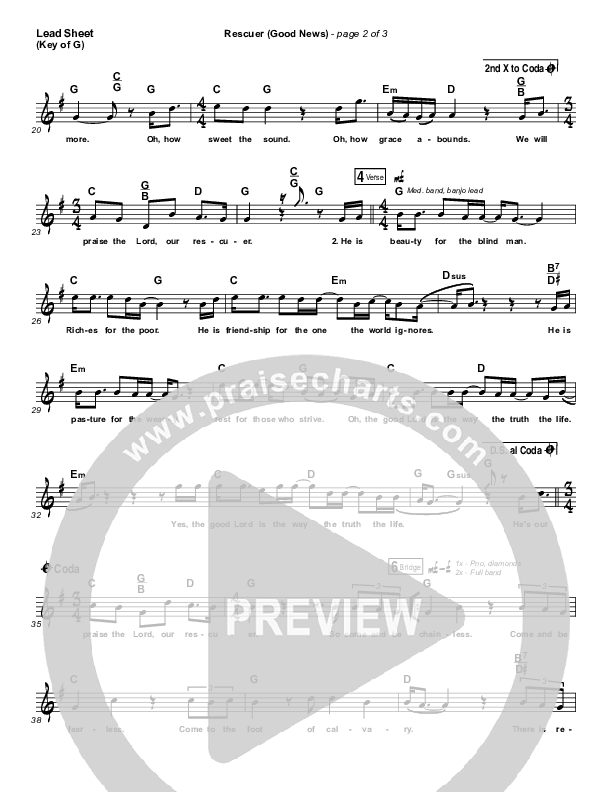 Rescuer (Good News) Lead Sheet (Melody) (Rend Collective)