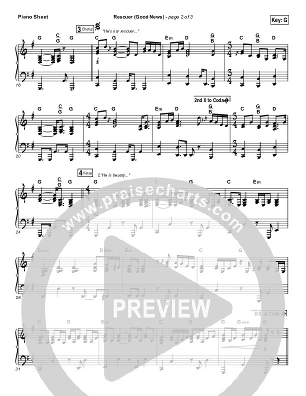 Rescuer (Good News) Piano Sheet (Rend Collective)