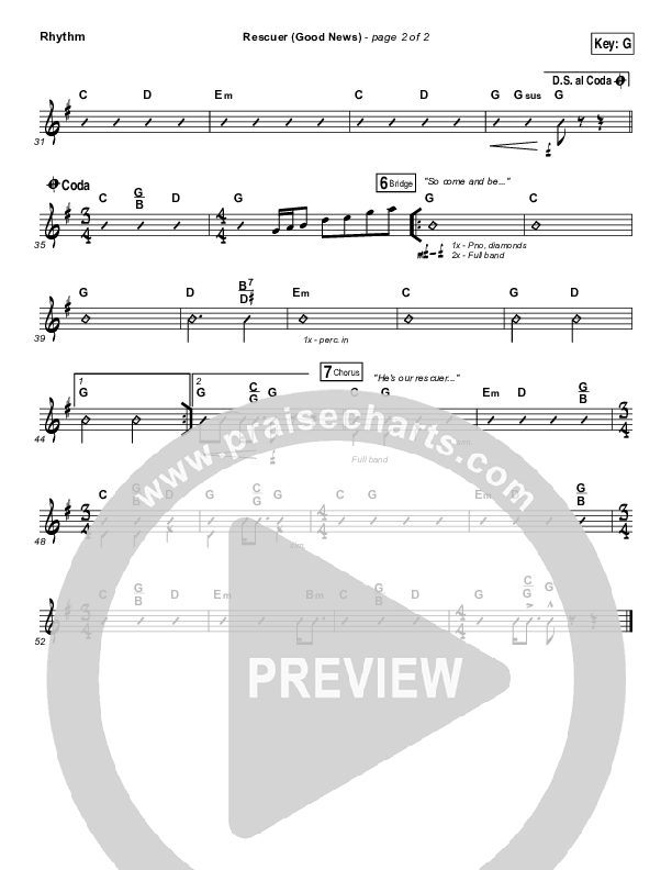 Rescuer (Good News) Rhythm Chart (Rend Collective)