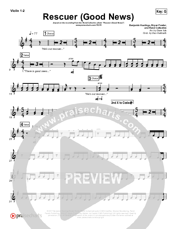 Rescuer (Good News) Violin 1/2 (Rend Collective)