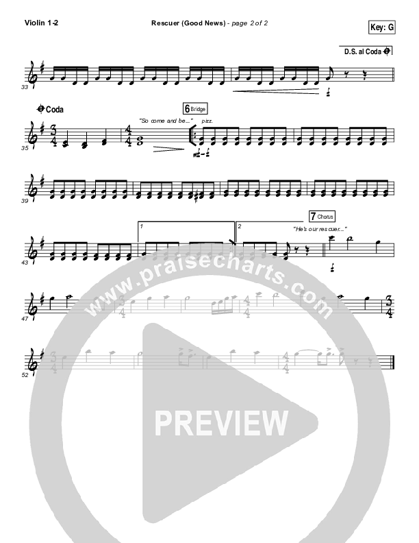 Rescuer (Good News) Violin 1/2 (Rend Collective)