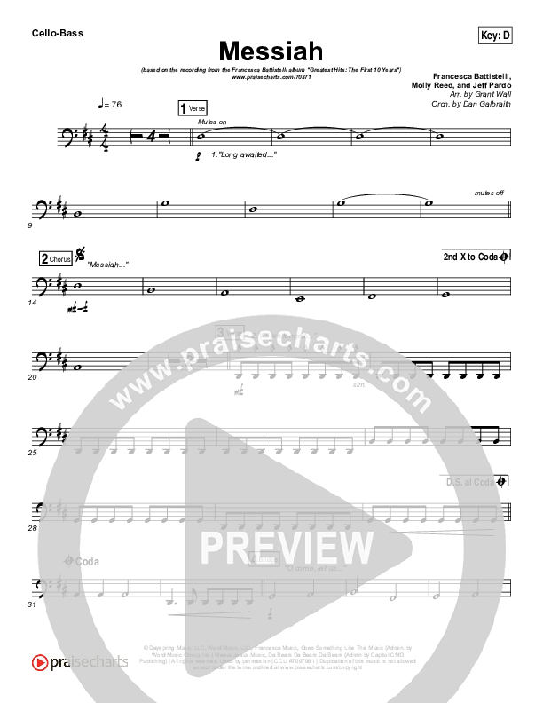 Messiah Cello/Bass (Francesca Battistelli)