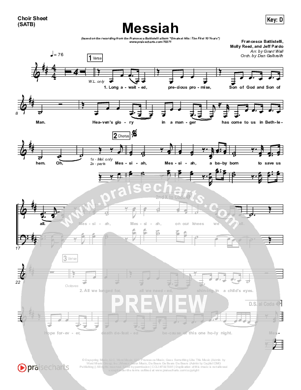 Messiah Choir Vocals (SATB) (Francesca Battistelli)