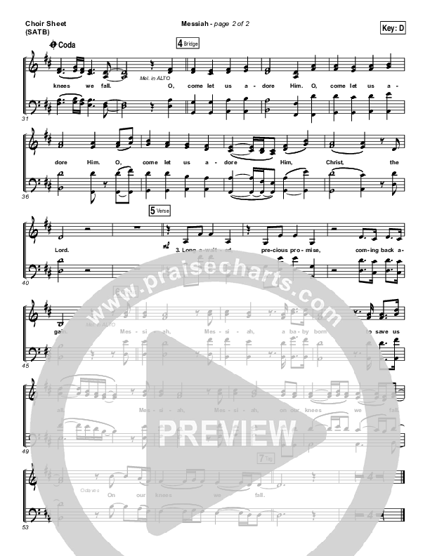 Messiah Choir Sheet (SATB) (Francesca Battistelli)
