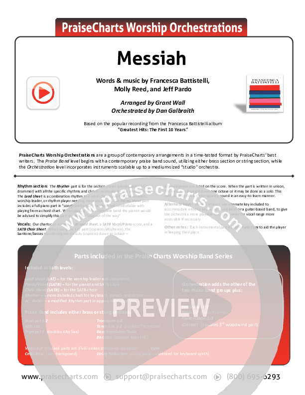 Messiah Cover Sheet (Francesca Battistelli)