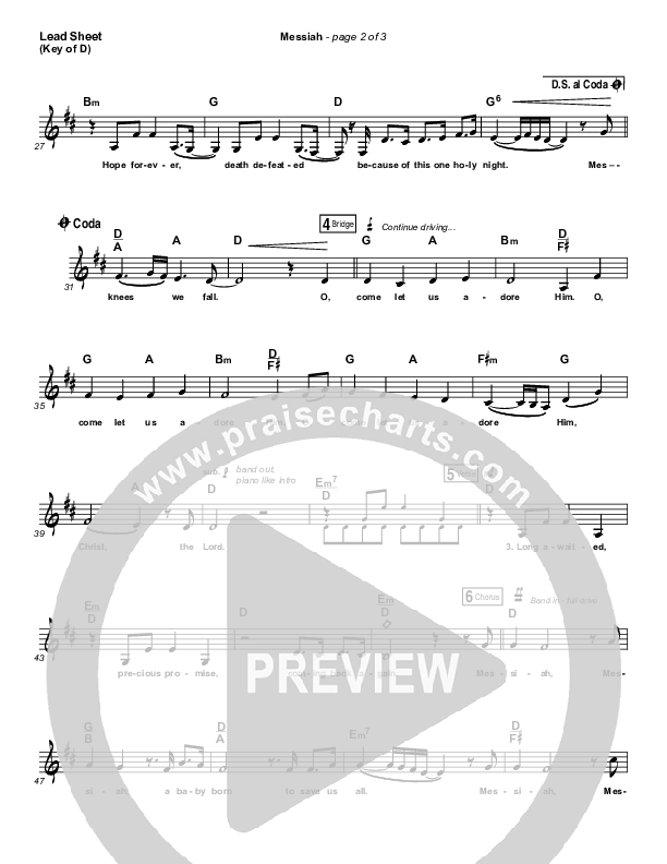 Messiah Lead Sheet (Melody) (Francesca Battistelli)