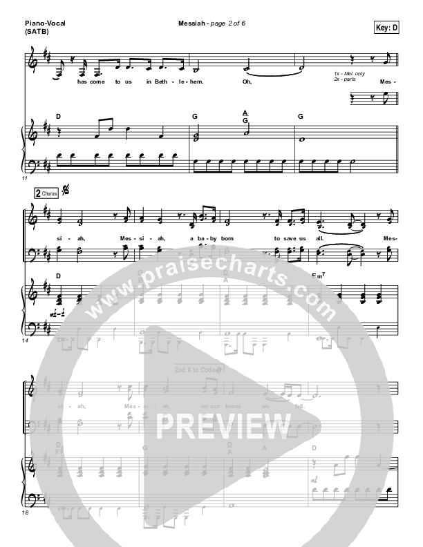 Messiah Piano/Vocal (SATB) (Francesca Battistelli)