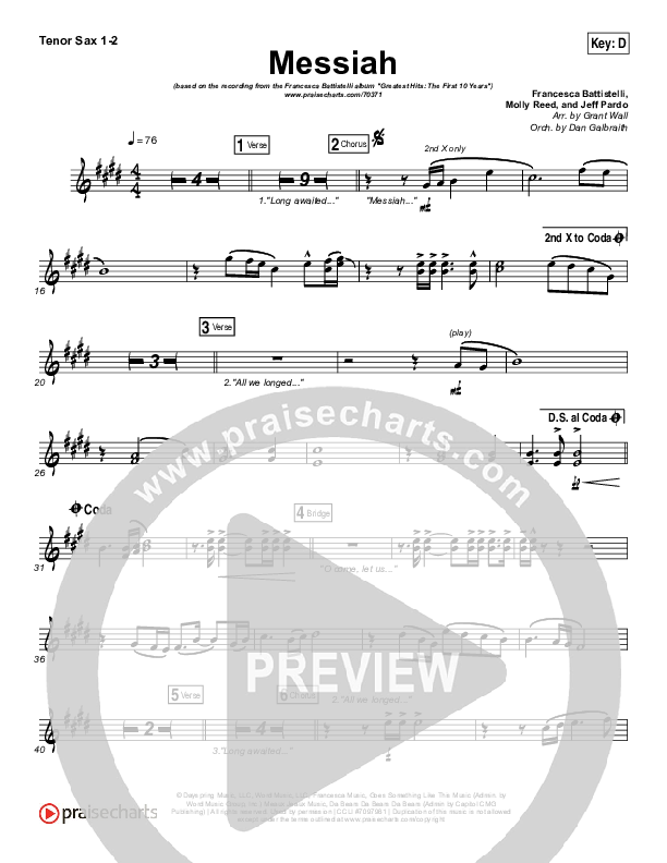 Messiah Tenor Sax 1/2 (Francesca Battistelli)