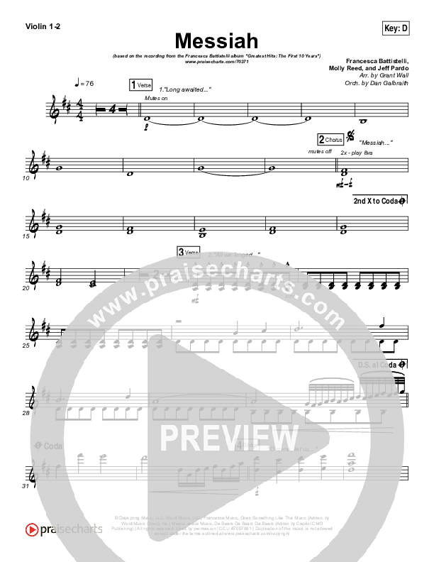 Messiah Violin 1/2 (Francesca Battistelli)