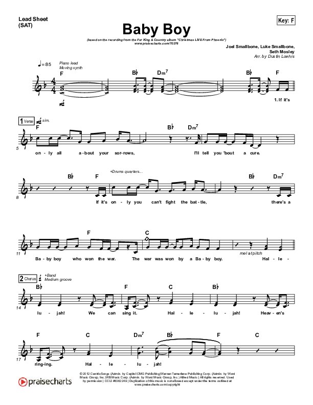 Baby Boy Lead Sheet (SAT) (for KING & COUNTRY)