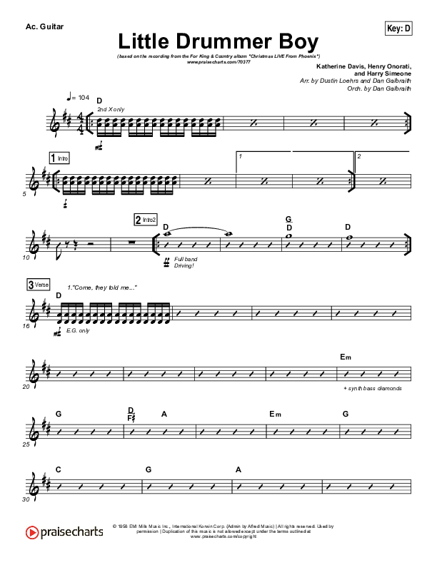 Little Drummer Boy Acoustic Guitar (for KING & COUNTRY)