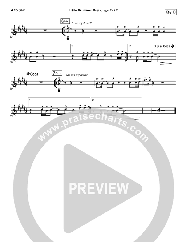 Little Drummer Boy Alto Sax (for KING & COUNTRY)