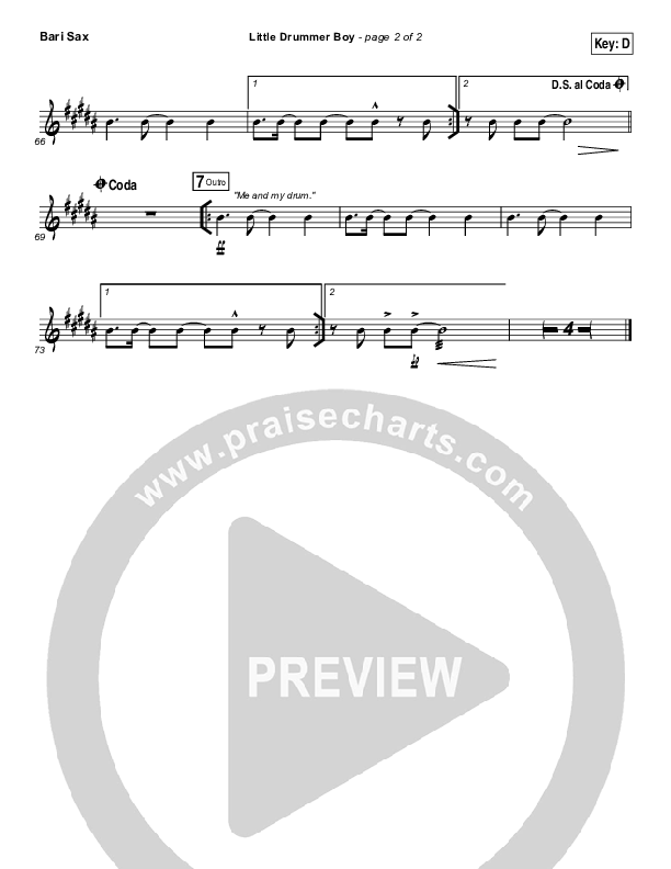 Little Drummer Boy Bari Sax (for KING & COUNTRY)