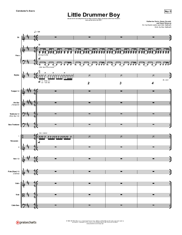 Little Drummer Boy Conductor's Score (for KING & COUNTRY)