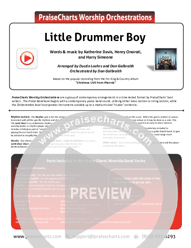 Little Drummer Boy Cover Sheet (for KING & COUNTRY)