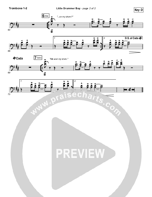 Little Drummer Boy Trombone 1/2 (for KING & COUNTRY)