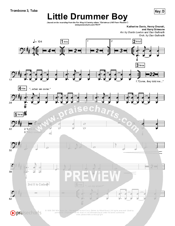 Little Drummer Boy Trombone 3/Tuba (for KING & COUNTRY)