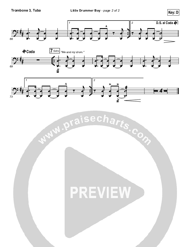 Little Drummer Boy Trombone 3/Tuba (for KING & COUNTRY)